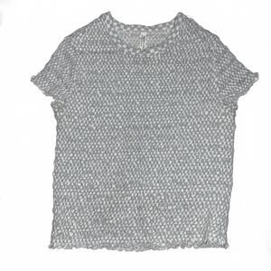 American Eagle Blue Checkered Lettuce Edge Ruffle Tee Womens M Soft Y2K Top